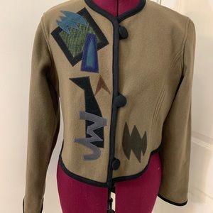 Beppa Wool Jacket Sz Extra‎ small Green Wearable Art Button Front